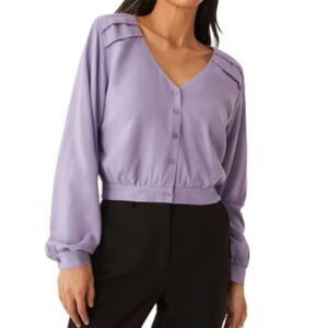Frank & Oak Lavender V-Neck Button Up Blouse Medium NWT